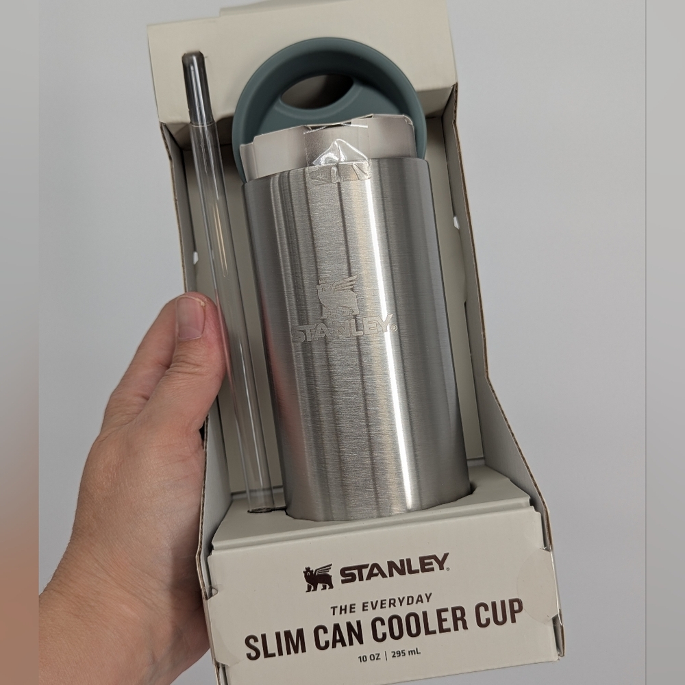New Stanley Everyday Slim Can Cooler Cup & Lid 10oz Stainless Steel father's day